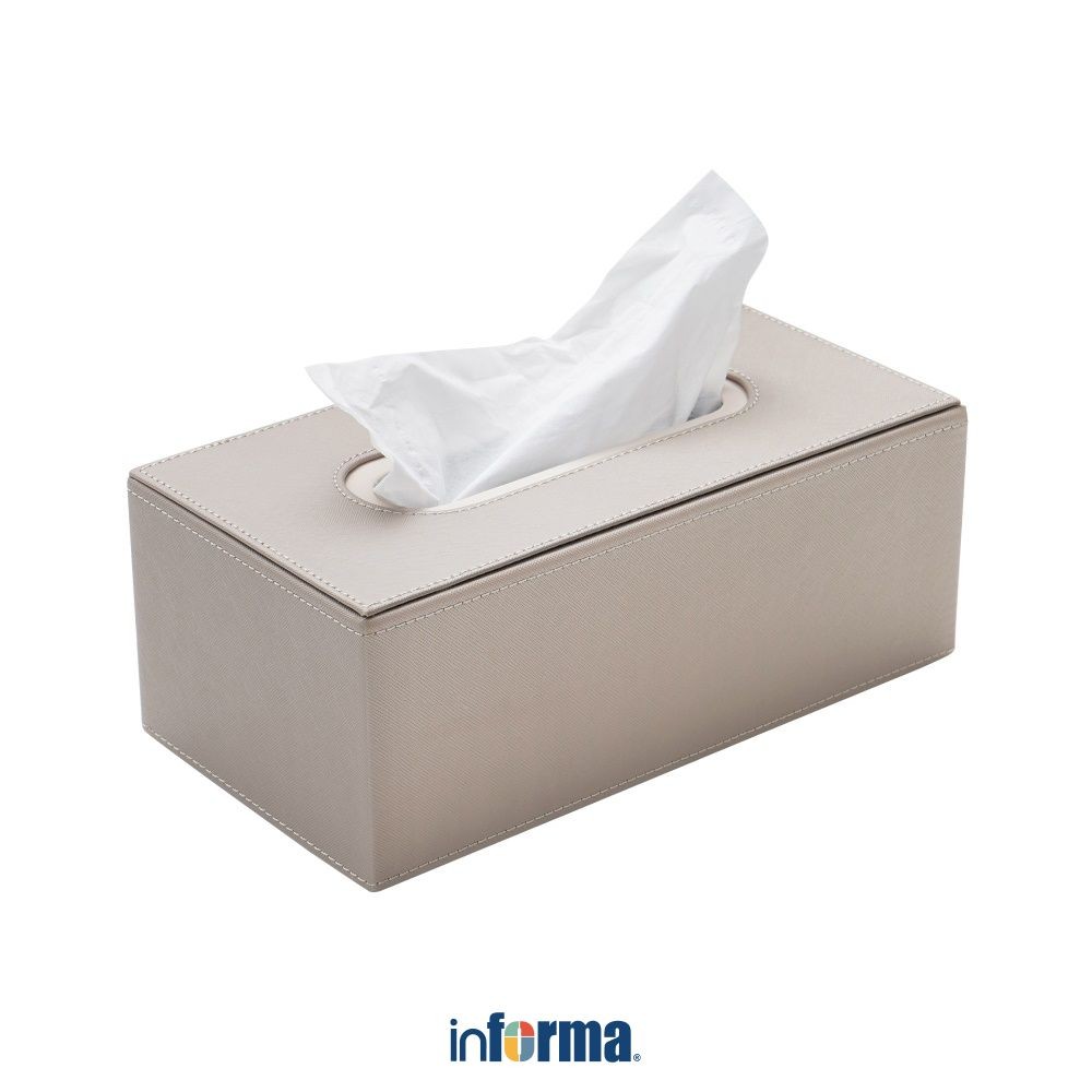 Informa Kotak Tisu Kulit - Cokelat Taupe Tissue Box Holder Tempat Tisu Aesthetic Wadah Penyimpanan T