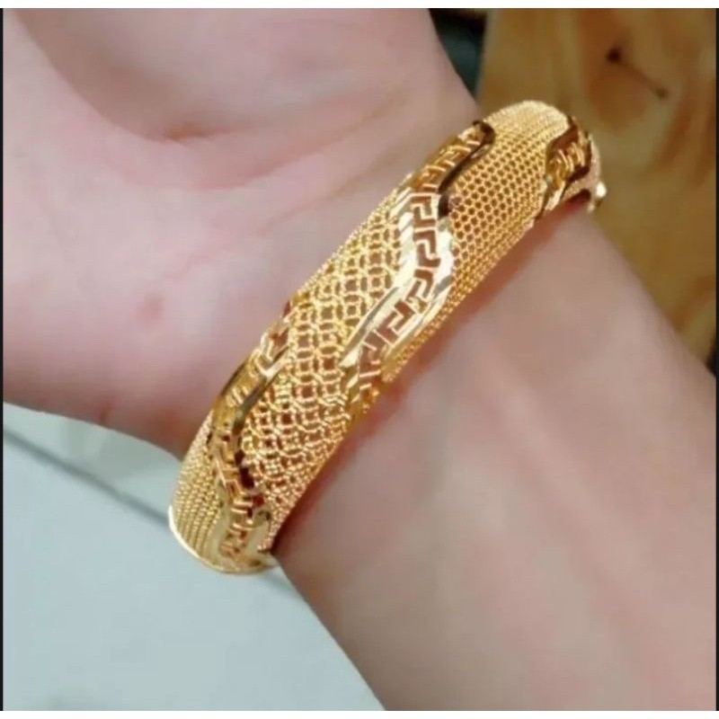 Gelang Tangan Wanita Gelang Bangkok Titanium Gold Anti Karat Mewah Gelang Elegand