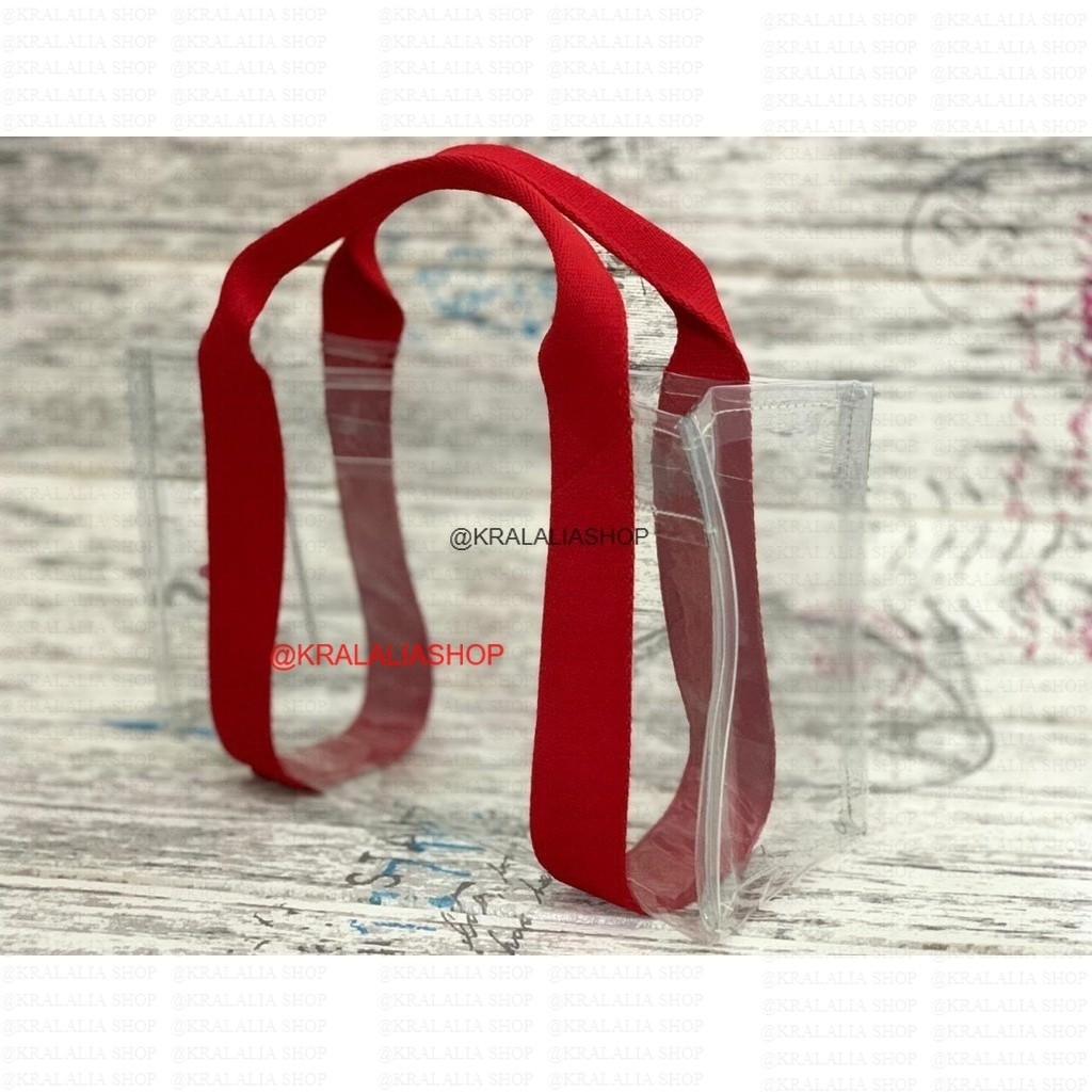 Tas Tote Mika Clear Marhen Goodie Bag Hampers - Merah