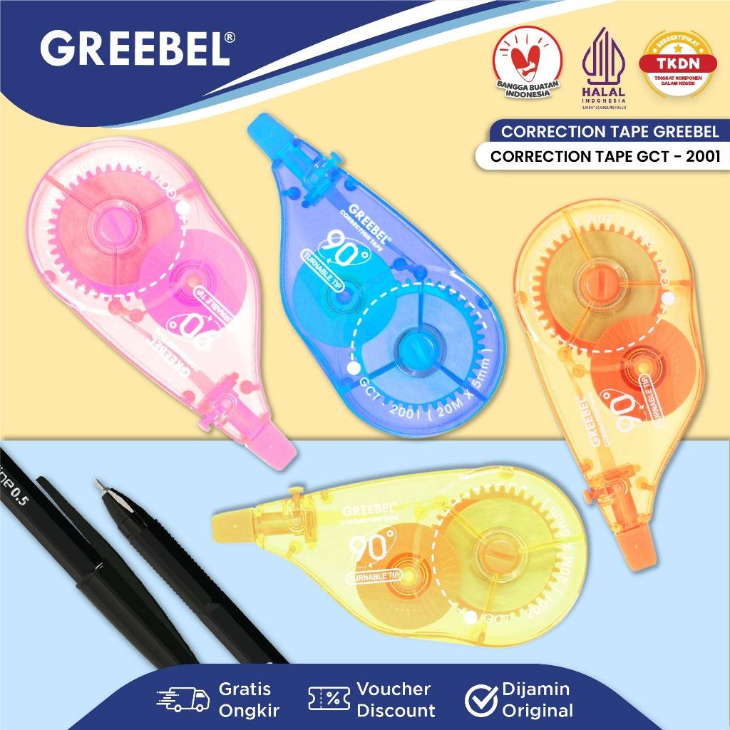 

GREEBEL Correction Tape GCT-2001 / Tip Ex Kertas Roll Pita Koreksi Pulpen