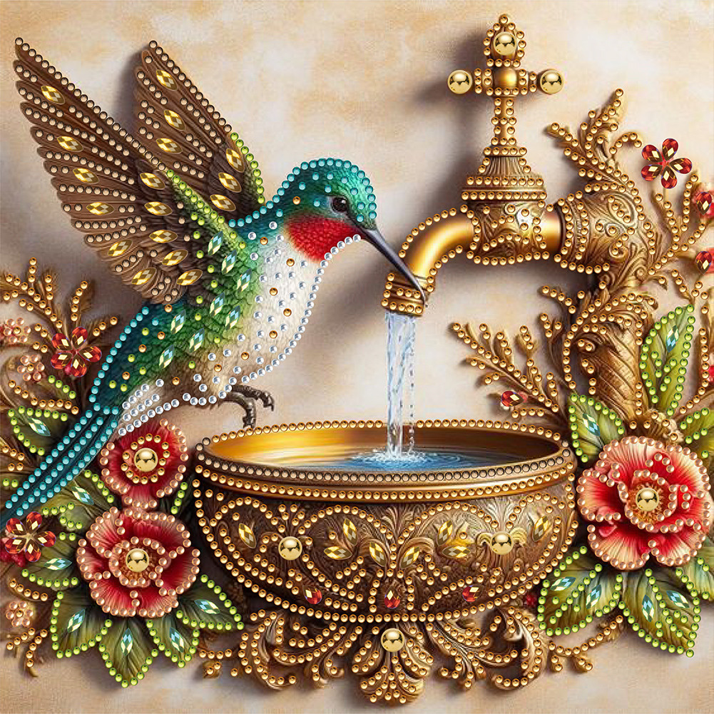 

5D DIY Partial Special Shaped Drill Diamond Painting Hummingbird Decor 30x30cm