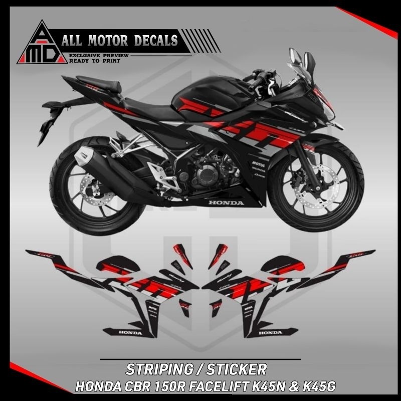 STICKER CBR 150R FACELIFT K45N LIVERY GRAFIS CUSTOM 150 / STRIPING HONDA CBR150R / DECAL MOTOR CBR 1