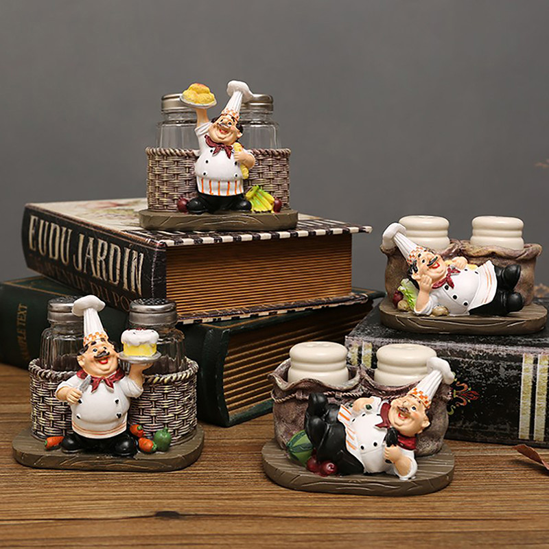 

Kitchen Chef Cook Pepper Condiment Bottle Model Statue Miniature Figurine Gifts Crafts Resin Home Decoration Accessories