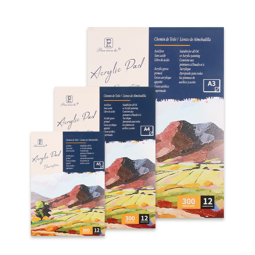 

Acrylic Paints Pads, 12 Sheets 300gsm, Glue Bound, Acid-Free Painting Drawing Paper for Acrylic Art, Ink, Paint, Oil Pastels