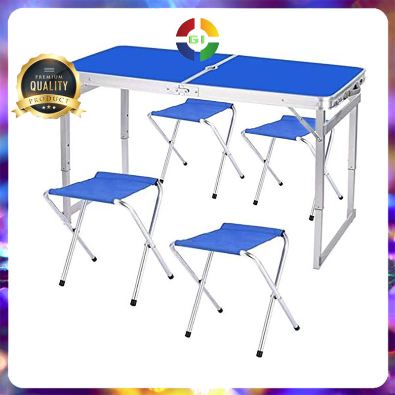 (GI) Meja Kursi Piknik Outdoor Lipat Portable Set Aesthetic Foldable Aluminium