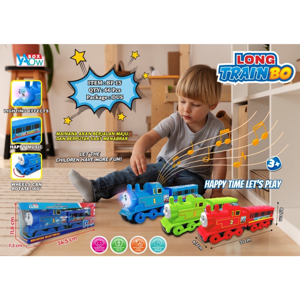 Mainan Kereta THOMAS 2 Gerbong MUSIK LAMPU Mainan KERETA THOMAS & FRIENDS