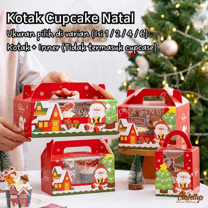 

Kotak Box Kue Natal XKC Cupcake Pudding Cup Muffin Bolu Dessert Hampers Christmas