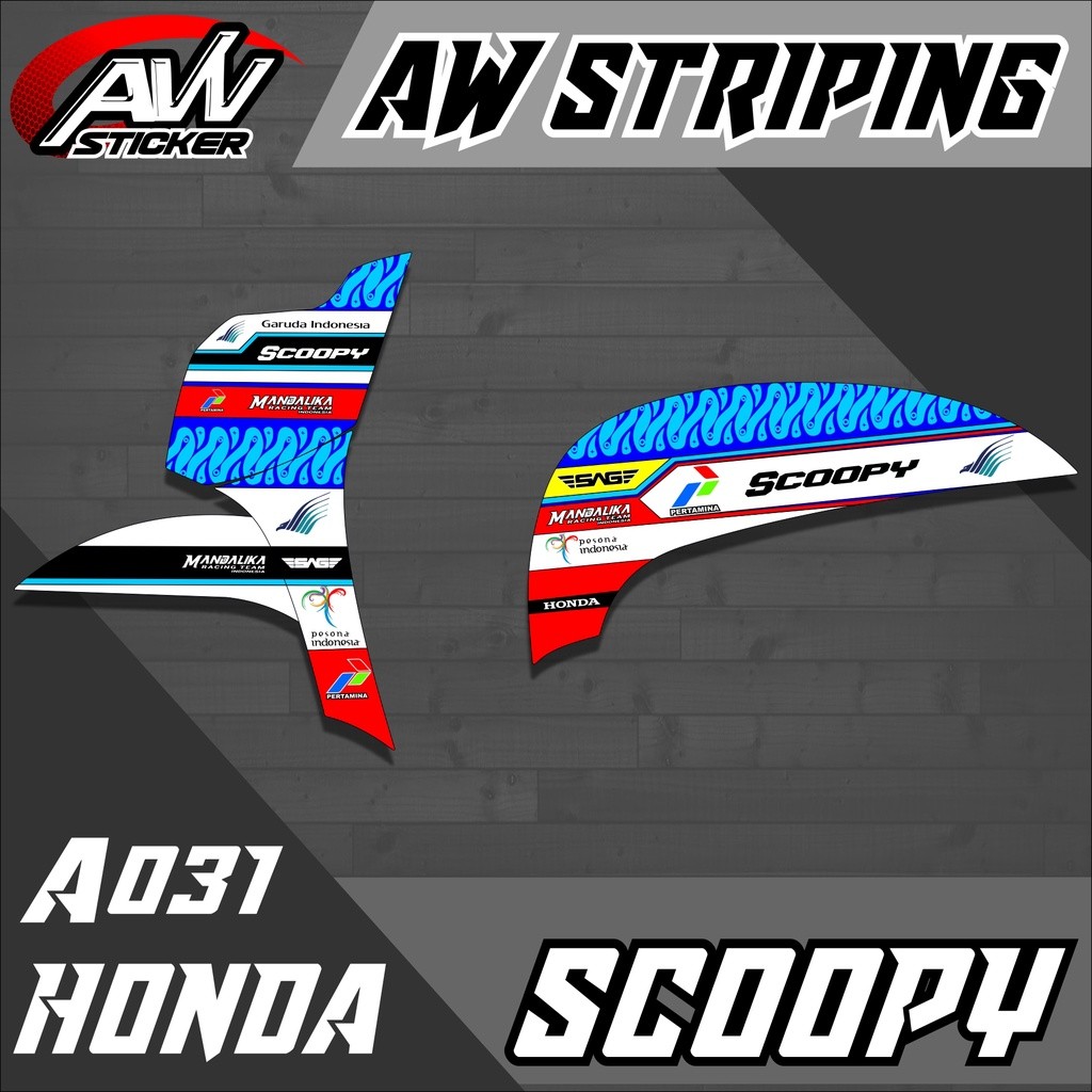 031 Sticker Striping Lis Scoopy Fi New 2017 2018 2019 Variasi Mandalika Racing Team Semi full