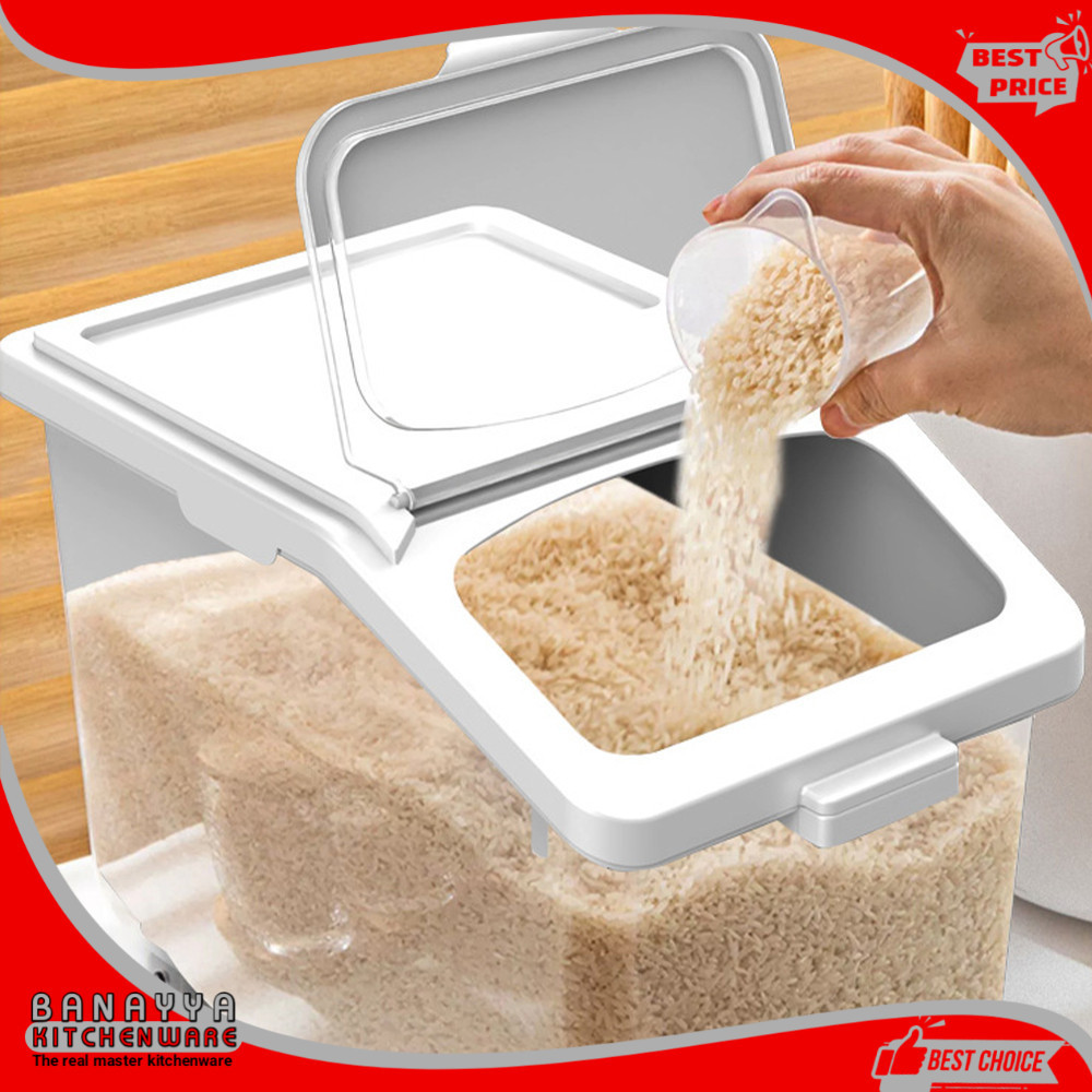 Penyimpanan Beras/Rice Box/ Tempat Menyimpan Beras anti kutu Kotak Penyimpanan Beras Makanan Plastik