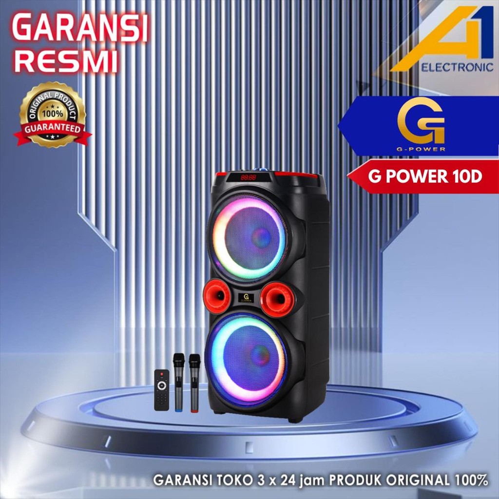 G-POWER Speaker GSD10D / GSD 10D NEW Wireless Portable Bluetooth Double Loudspeaker 10 inch