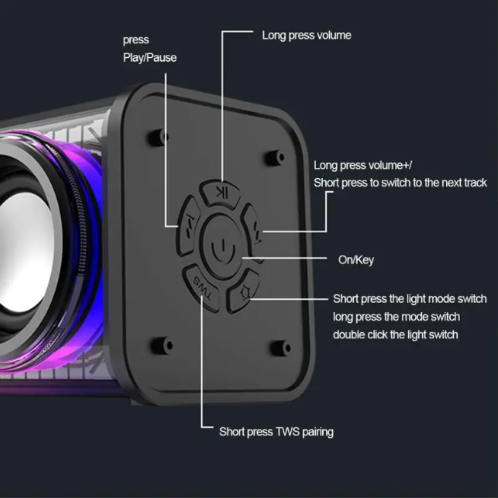 BESTPROMO Portable TWS RGB V8 speaker bluetooth subwoofer V8 speaker bluetooth subwoofer Boombox