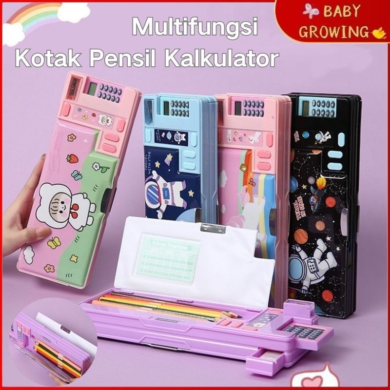 

Kotak Pensil Pop Out Kalkulator Pencil Case Tempat Pensil Unicorn Astronot Kotak penyimpanan alat tulis multifungsi mekanis