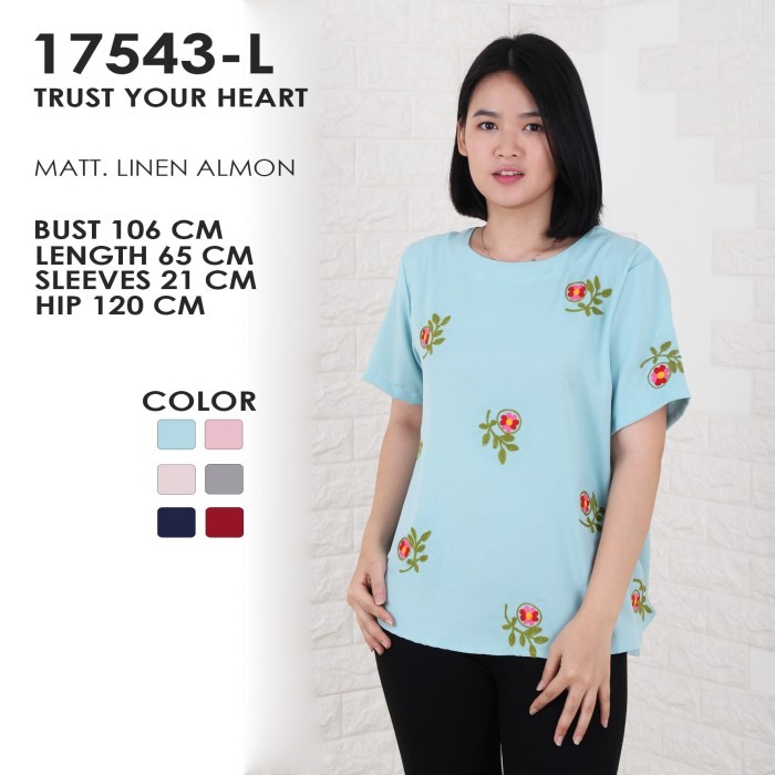 ATASAN IBU IBU/KAOS IMPORT FULL BORDIR BUNGA/T-SHIRT JUMBO/BLUS KATUN