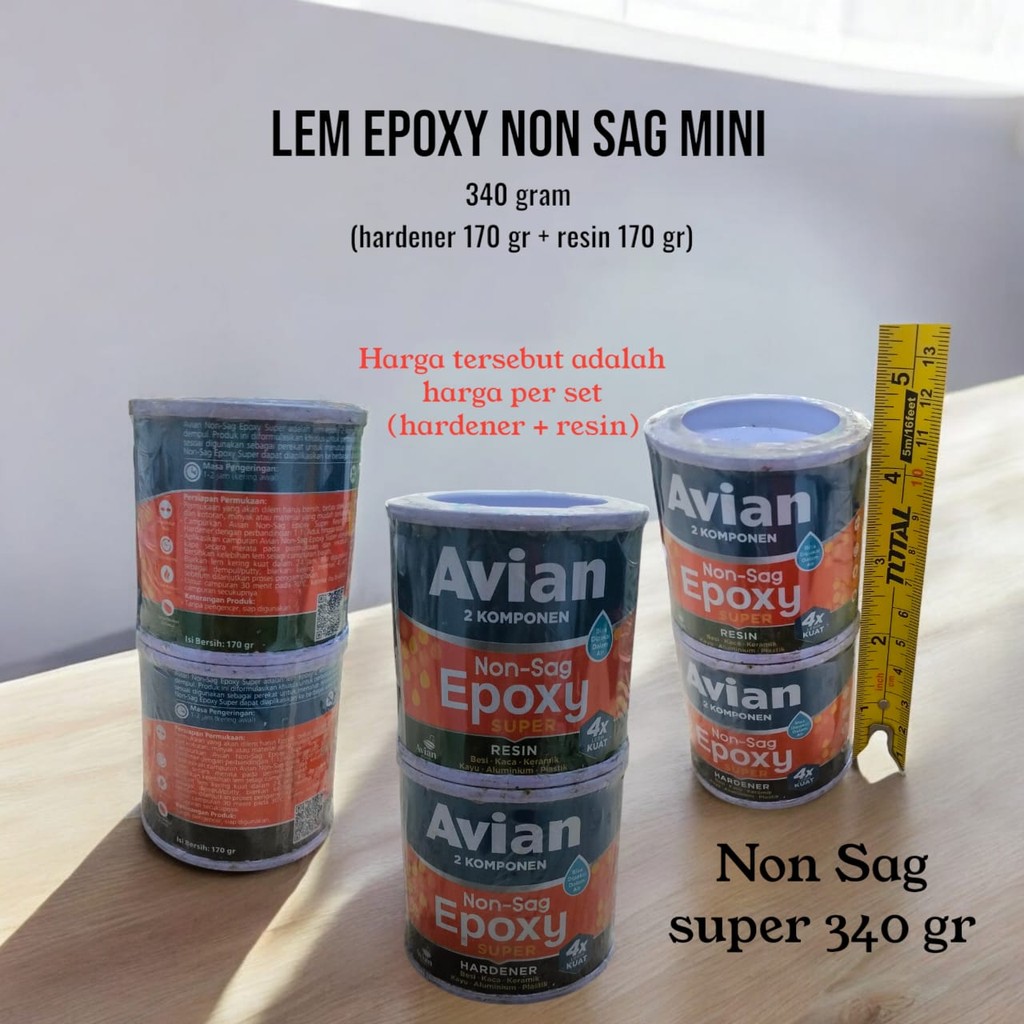 AVIAN-Lem-EPOXY-Non-Sag MINI / 2 Komponen = 340gr, Lem Kapal laut , lem serbaguna