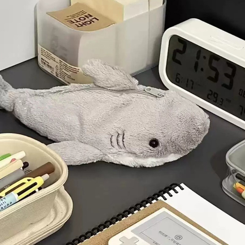 

New Cute Plush Shark Pencil Case Student Stationery School Supplies Kawaii Doll Back To School Storage Bag Pen Bag Stationery
