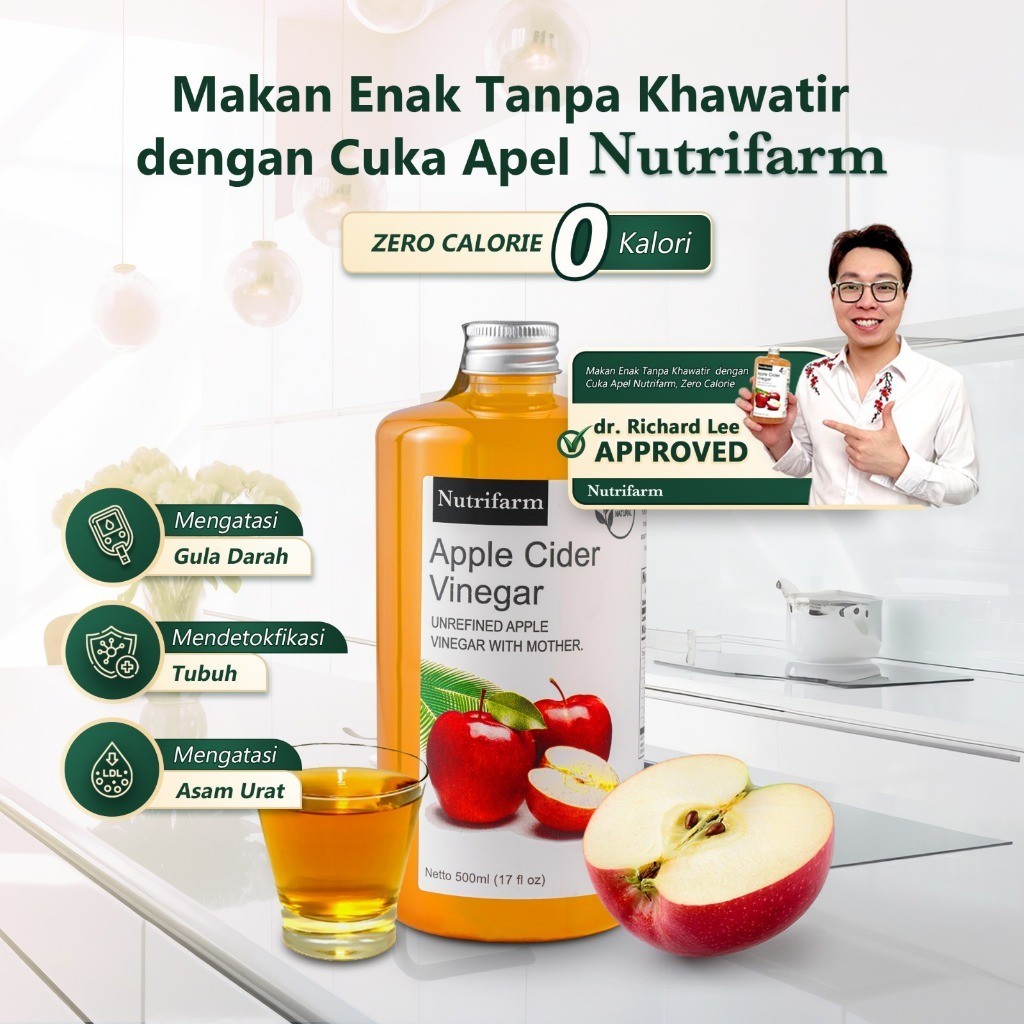 

NUTRIFARM CUKA APEL ORIGINAL ORGANIK WITH MOTHER 500ML / APPLE CIDER VINEGAR WITH MOTHER/ CUKA SARI APEL / BRAGG NUTRIFARM OFFICIAL