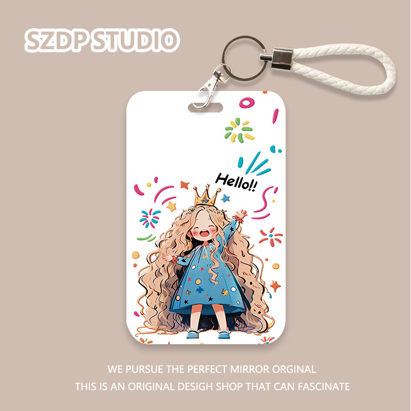 

ID CARD Penutup pelindung gantungan kunci terintegrasi pola Rapunzel kawaii lucu penutup pelindung kartu bank kartun Korea penutup pelindung kartu ID kartu bus