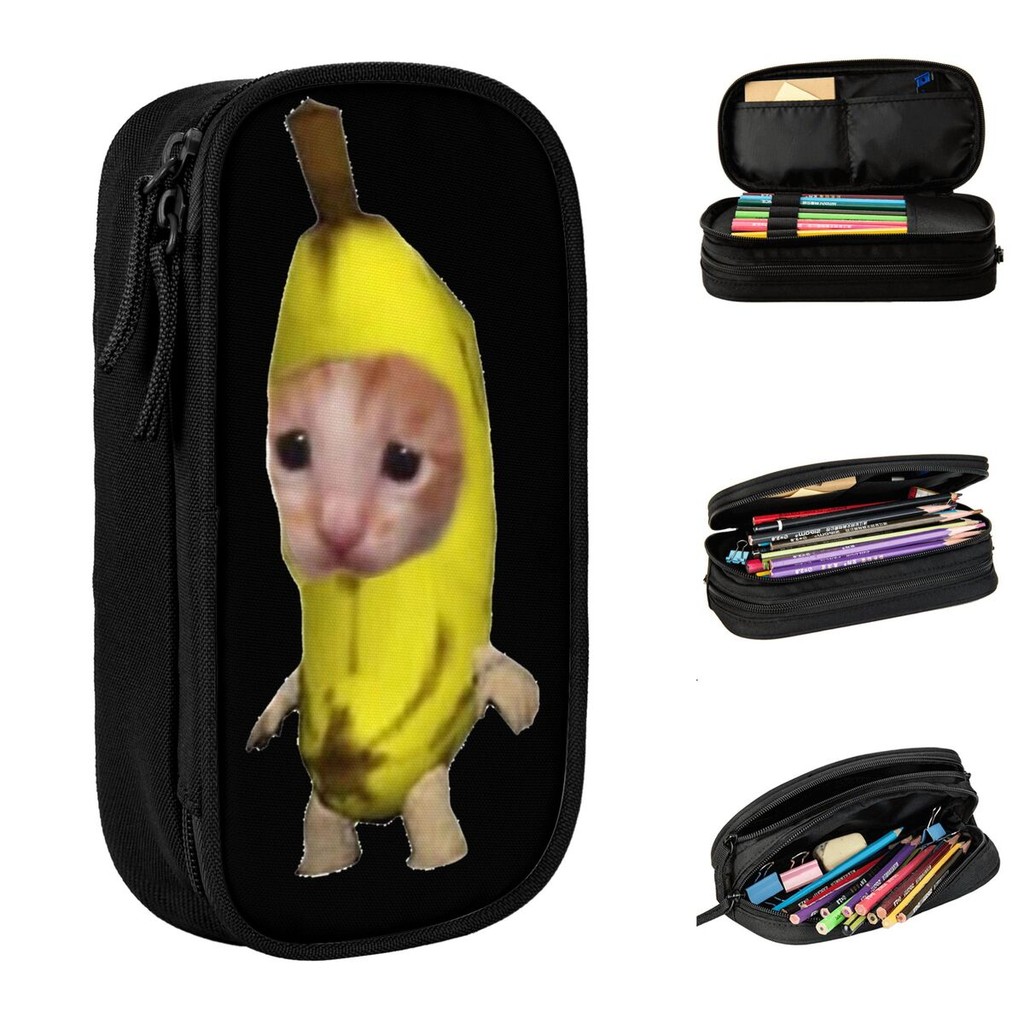 

Banana Cat Kawaii Cute Pencil Cases Fun Cat Meme Pen Box Pencil Bags Student Big Capacity School Supplies Zipper Pencil Pouch