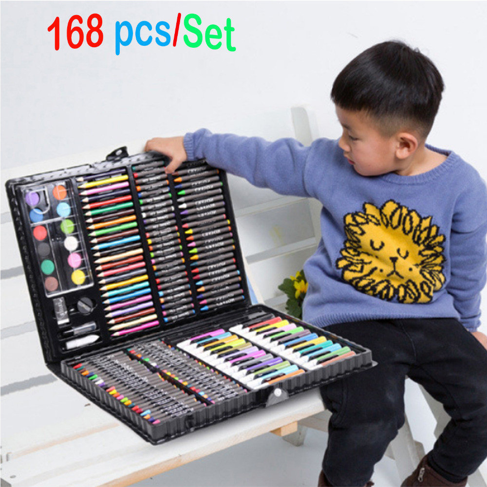 

168PCS/Set Art Set Oil Pastel Crayon Colored Pencils Marker Pens Watercolor Paint Painting Drawing Kit Christmas Gift for Kids