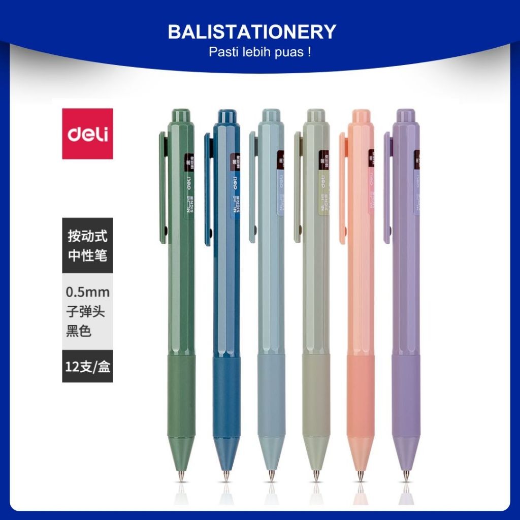 

Pulpen Pena Bolpoin Deli Nusign Gel Pen/Gel Pen Cetek 0.5mm Tinta Hitam Warna Pastel NS559