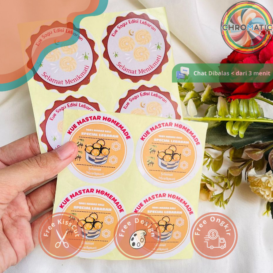 

chromatic 9-15 Label Sticker Cookies Lebaran Stiker Toples Kue Kering Idul Fitri Bulat Chromo Murah