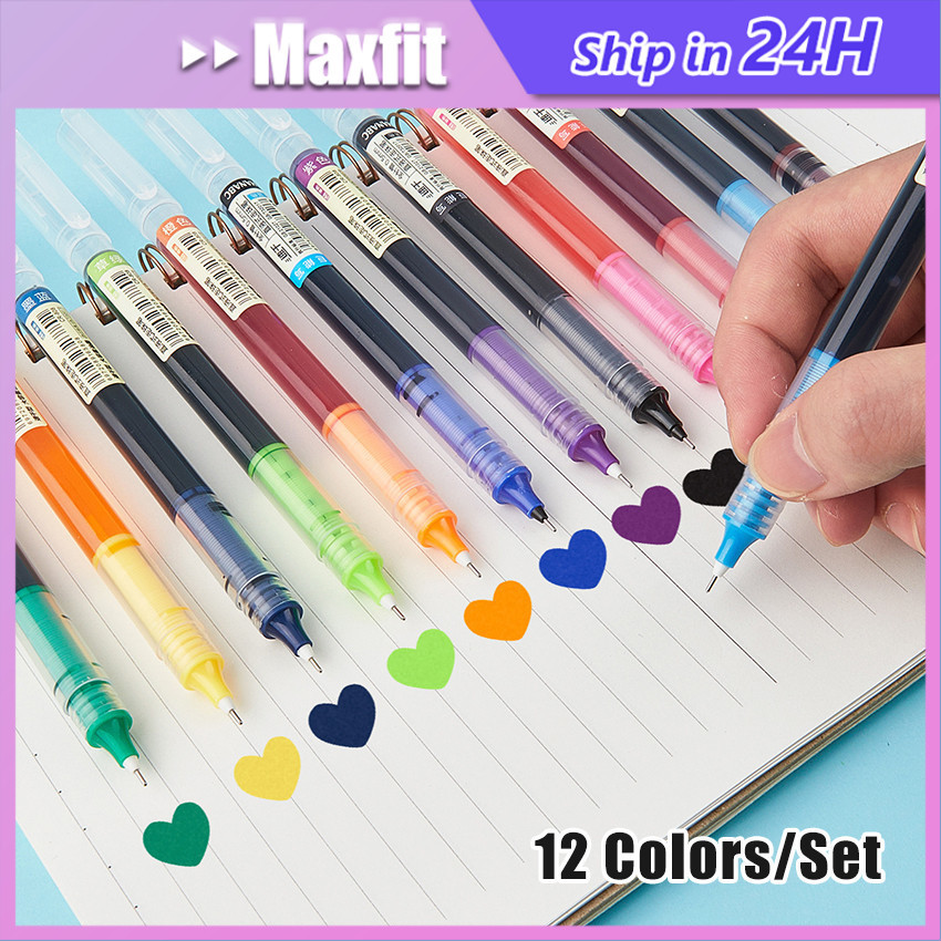 

12Warna Pulpen Gel Warna Warni 1 Set 0.5Mm Quick Drying Gel Pen Warna Warni Pulpen Gel YOUMEI