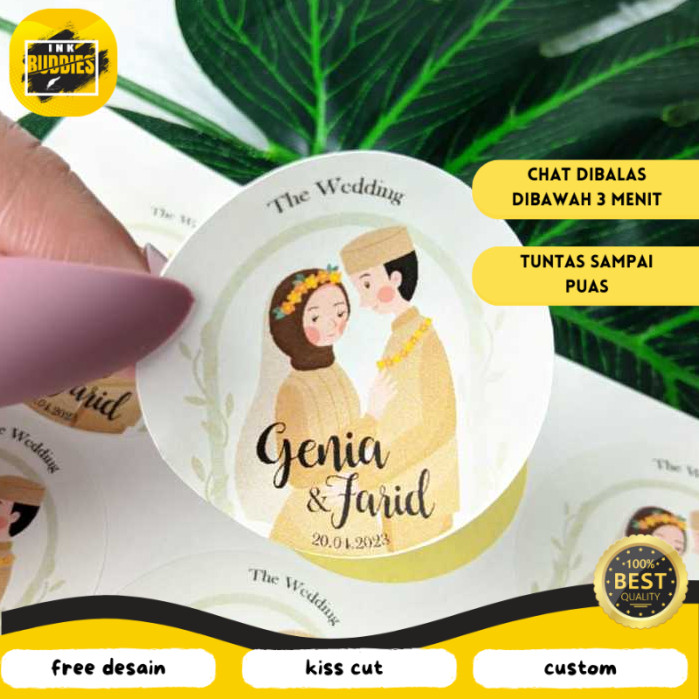 

INB 5-8 Sticker Wedding Souvenir Stiker Custom Ucapan Nikah Label Undangan Free Desain