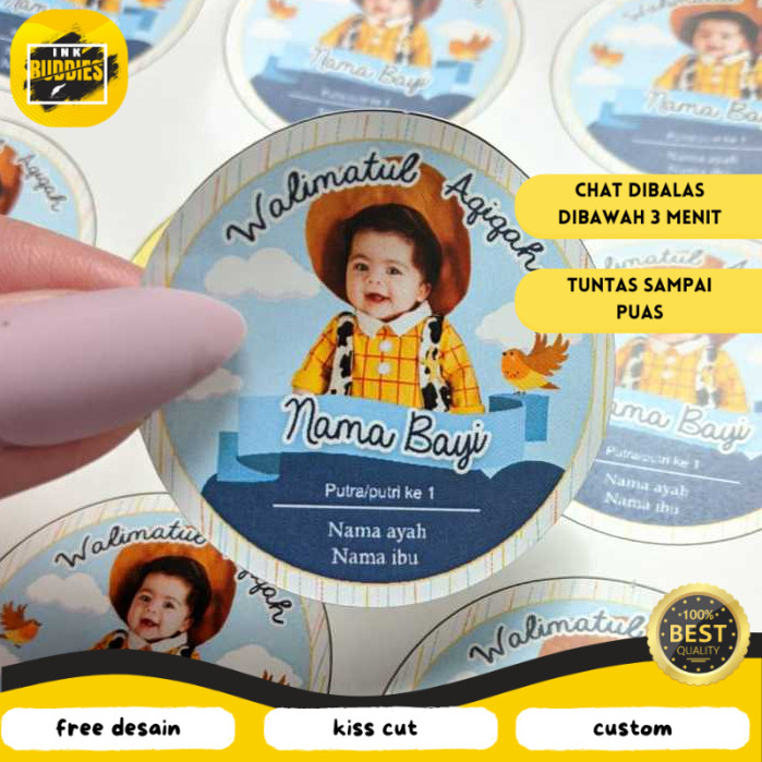 

INB 2-4 Stiker Label Tasyakuran Aqiqah Sticker Nama Anak Bayi Ucapan Kelahiran Akikah Uk.Kecil