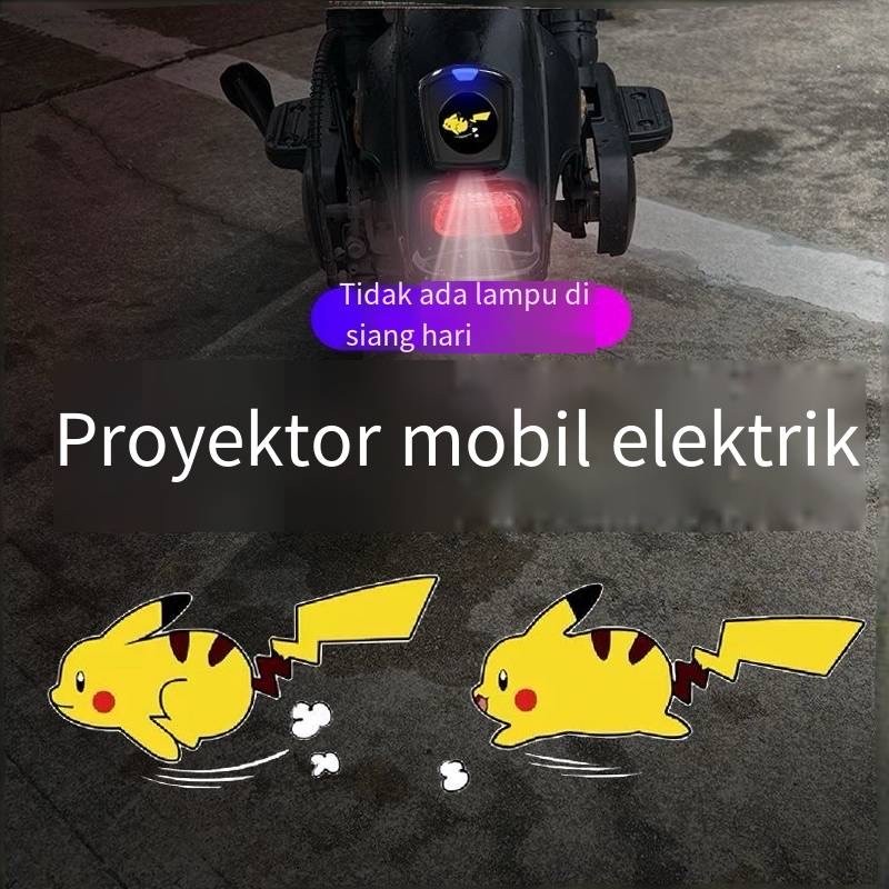 Proyektor Lampu Listrik Sepeda Anak Lampu Suasana Pikachu Dinamis Lampu Malam Mengendarai Sepeda Mot