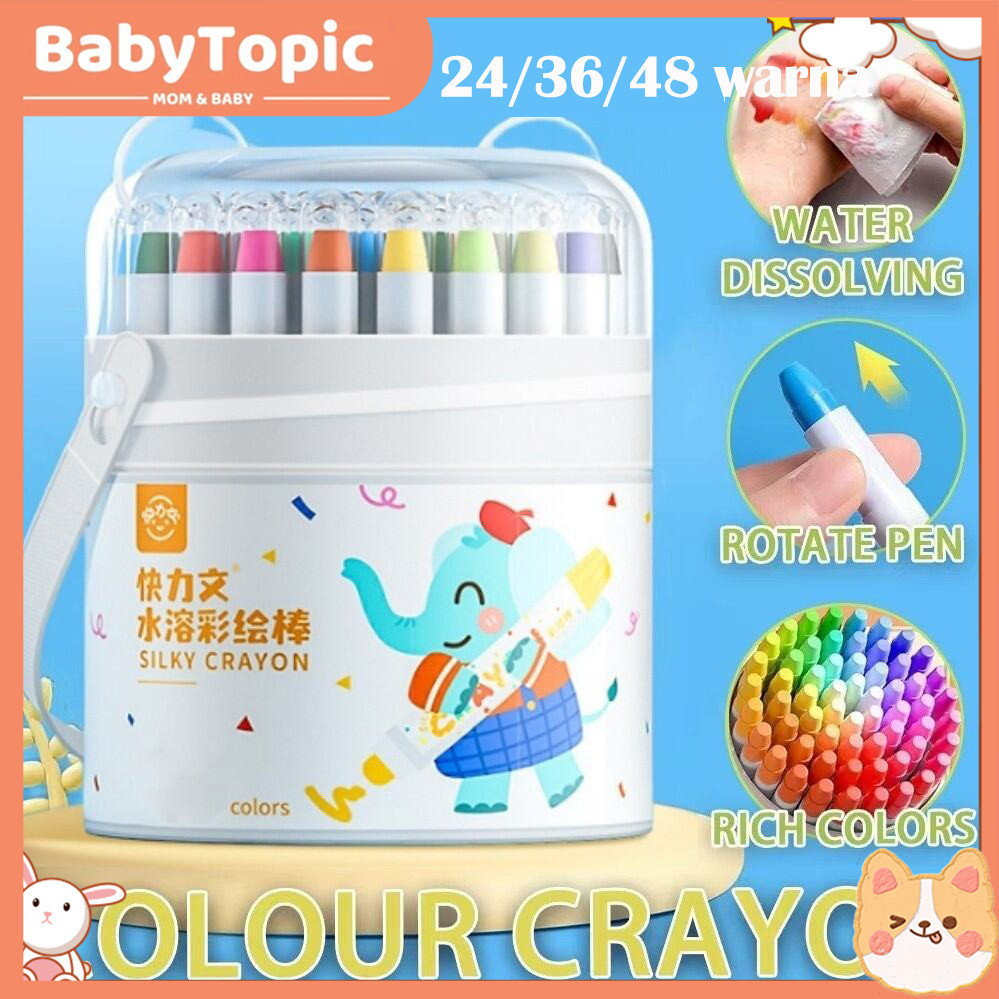

【COD】Crayon Putar Washable 24/36/48 Color Crayon for Kids Tidak Beracun Yang Dapat Dicuci Seni Gambar Pastel Minyak Crayon Tidak Kotor Ditangan Washable Non Toxic Krayon Anak-anak