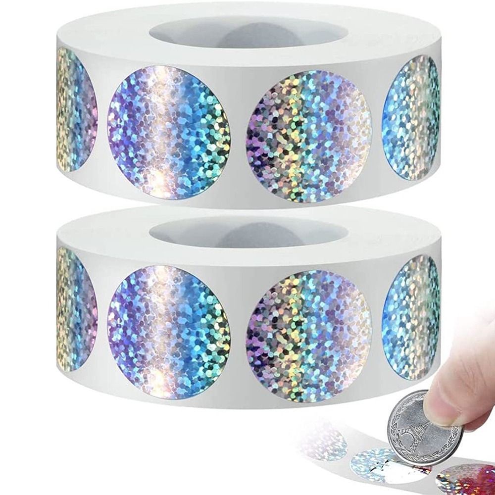 

300PCS Round Scratch Off Stickers Coating Labels Lottery Ticket Activity Card Self-Adhesive Laser Hologram Dots Dia.2.5cm