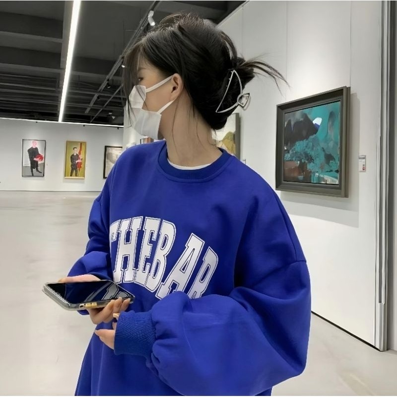 Sweater Big Size Korean Style (S - 6XL) Crewneck THE BAR Harajuku Street Wear Hip Hop Jumbo Unisex S