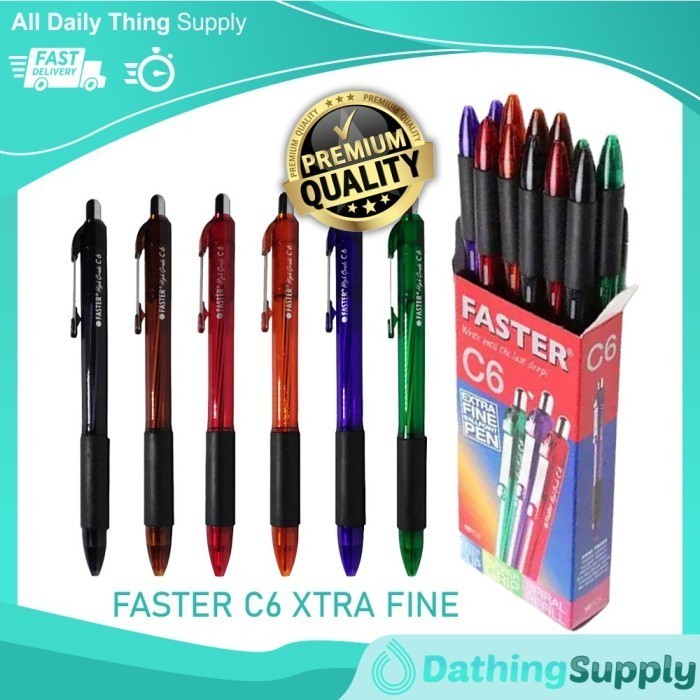 

[Promo]-BEST SELLER Pulpen Faster C6 Ballpoint / Pena Pen 0.7mm isi 12 PCS