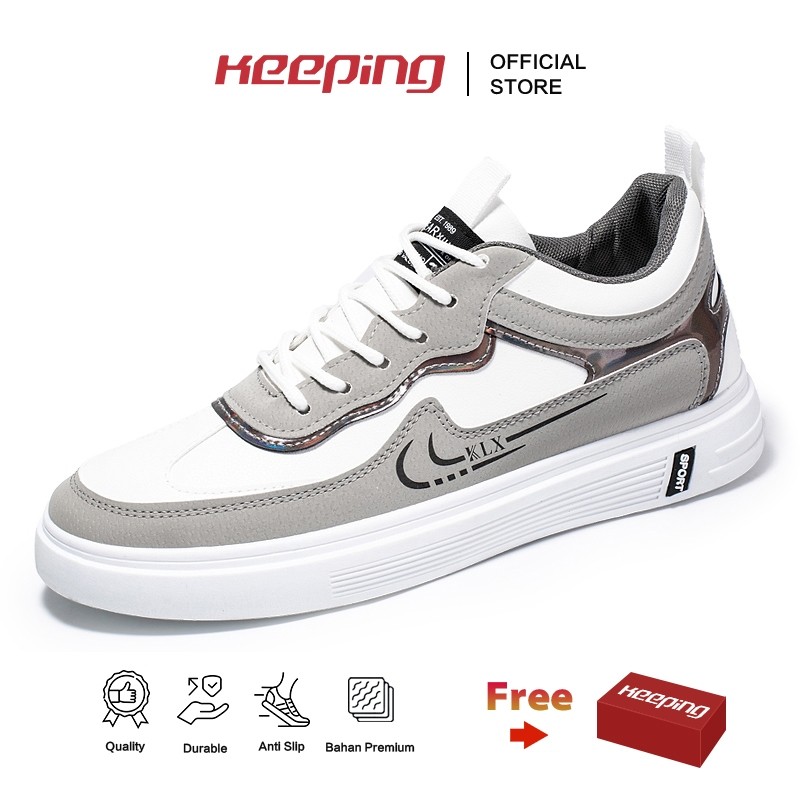 PROMO Keeping Sepatu Pria Putih Keren Sneakers Cowok Sepatu Casual Sepatu Jalan Kasual Jogging KSR10
