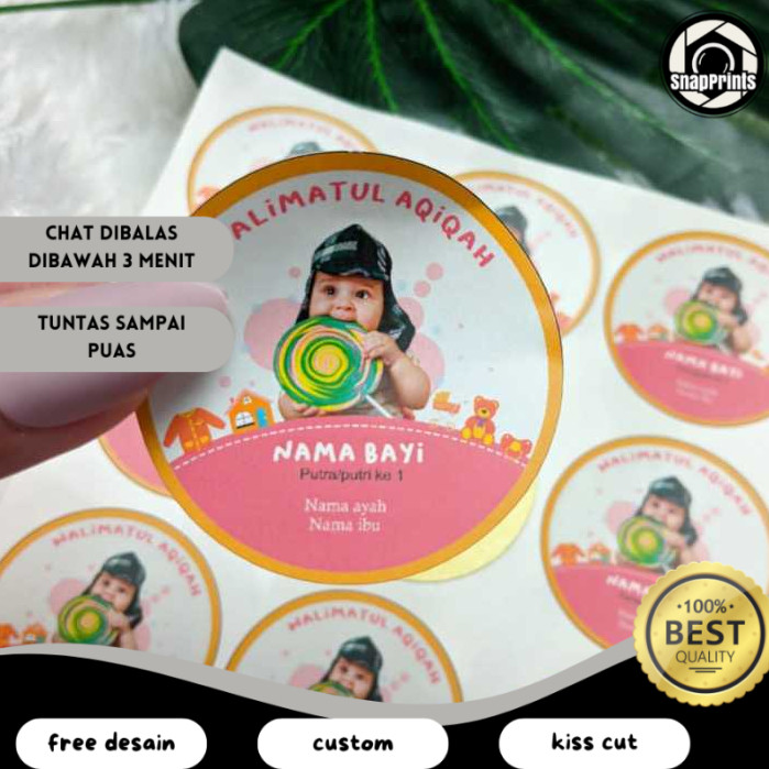

SP 2-4 Stiker Bulat Label Tasyakuran Aqiqah Sticker Nama Anak Bayi Ucapan Kelahiran Akikah