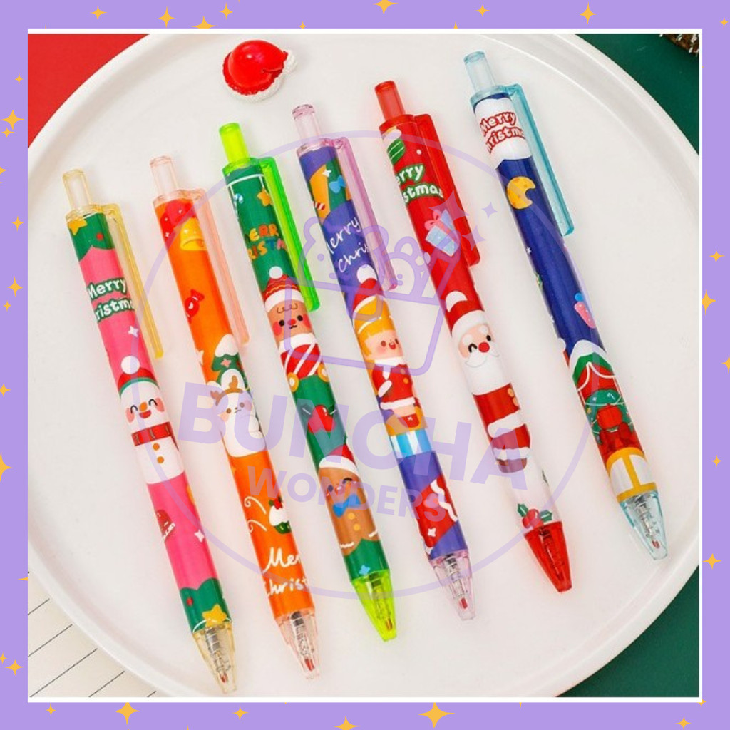 

BW ECER - Pulpen Pena Motif Karakter Natal Christmas Pen Gel 0.5MM Viral Unik Lucu Warna Hitam
