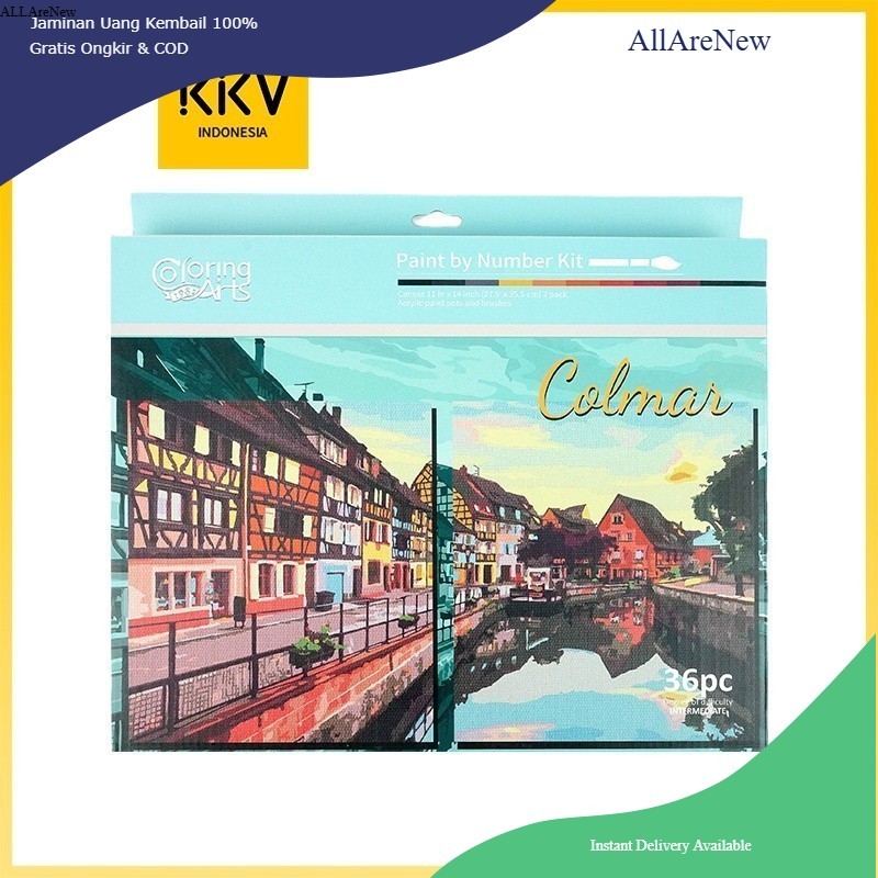 

[AllAreNew] Langer Paint By Numbers Set Kanvas Cat Lukis DIY Lukisan Akrilik City View Colmar Santorini