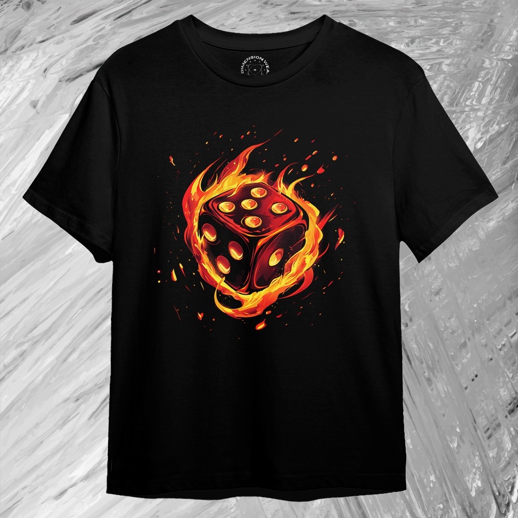 3DimensionWear - Kaos Distro Premium Original 3D Blazing Fire Dice - DM0126