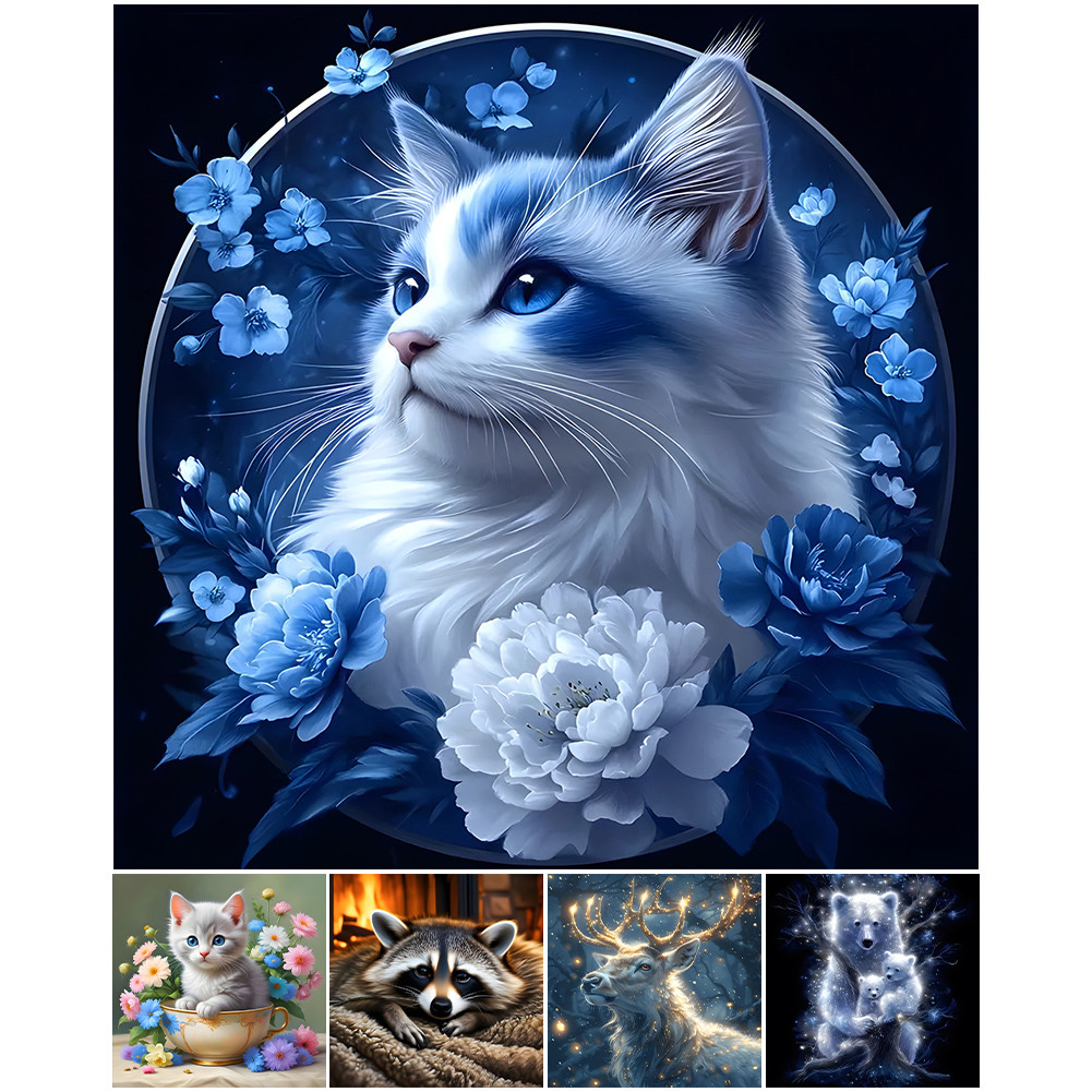 

5D DIY Full Round Drill Diamond Painting Animal Kit Home Decor Art Craft 30x30cm