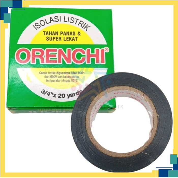 

ORENCHI ISOLASI LISTRIK HITAM TAHAN PANAS / LAKBAN KABEL LISTRIK 20 YARD