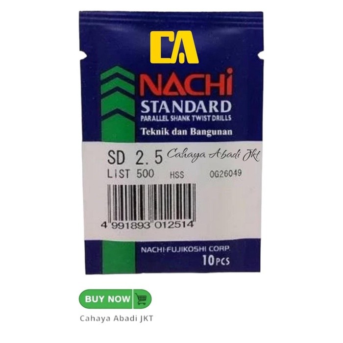 Mata Bor Besi NACHI 2,5mm / Mata Bor NACHI HSS 2,5mm