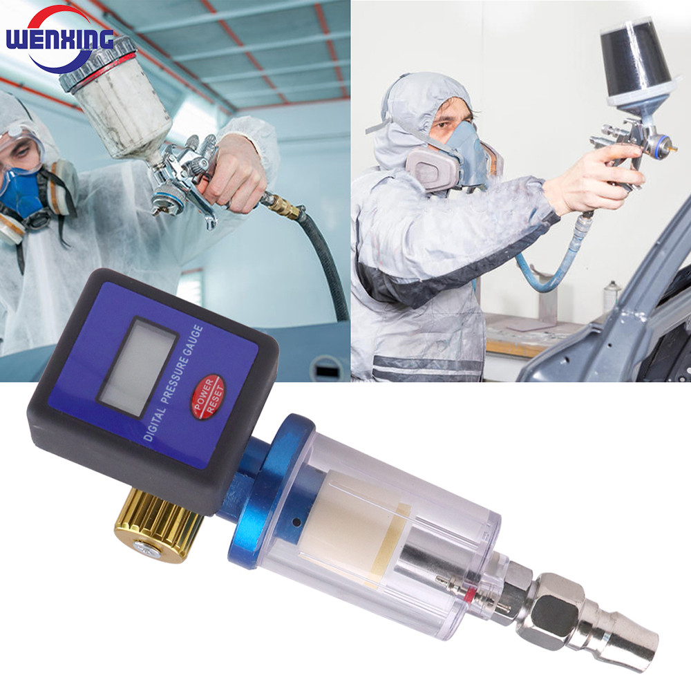 

Airbrush Electronic Pressure Regulator LCD Digital Display +1/4" Water Oil Separator Pneumatic Spray Gun Tool Accessories