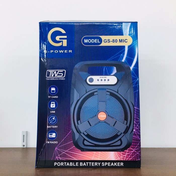 Grosir Speaker Portable G-POWER GS-80 MIC Bluetooth Portable Battery Speaker 8 inch Free Microphone 