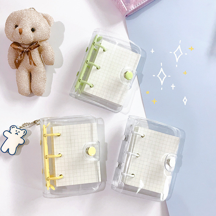 

Creative Cute Transparent 3 ring Mini Loose-leaf Hand Book Student Portable Notebook ring binder Kawaii School Supplies