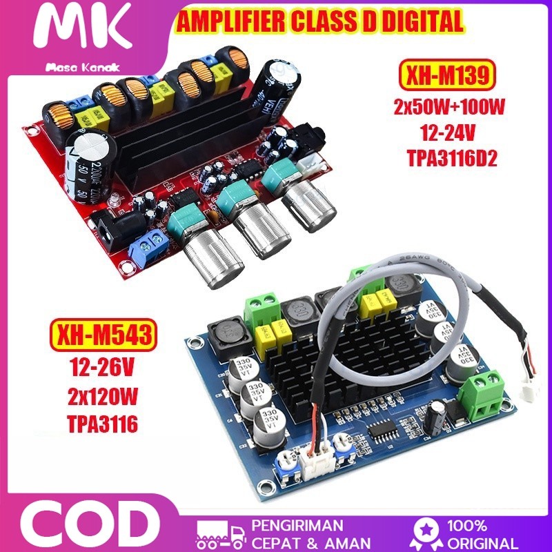 M139 M543 Kit Power Amplifier Class D DIGITAL AUDIO TPA3116D2 12-24V 2x50W+100W 2x120W Stereo Subwoo