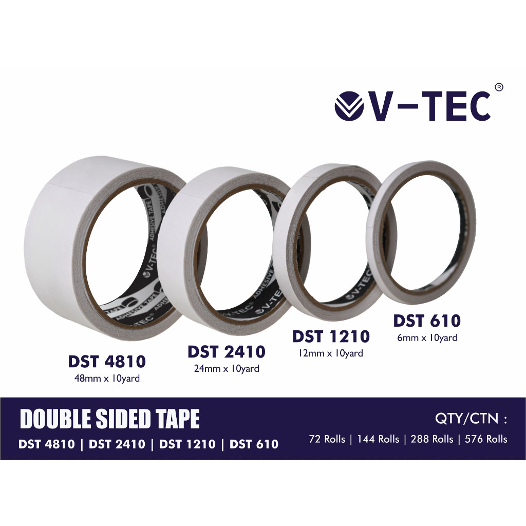 

V-TEC Double Side Tape / Isolasi Double Tape 6 12 24 48 mm x 10 yard