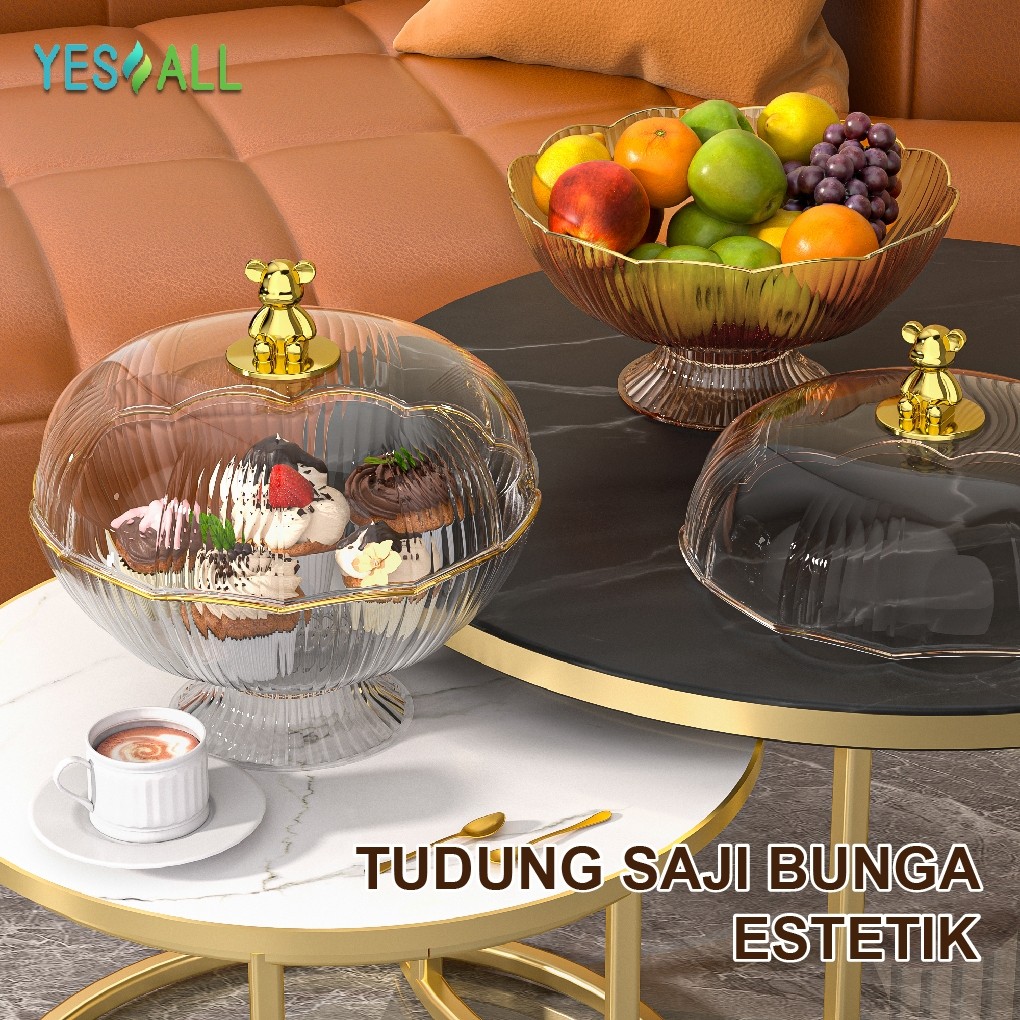 YESALL Tudung Saji Bulat Penutup Makanan Transparan - Tempat Snack Permen Buah
