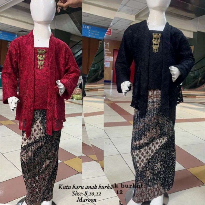Setelan Kebaya Brokat Anak Kutubatu Lengan Panjang Kebaya Anak Perempuan Umur 3-8 thn Atasan Kebaya 