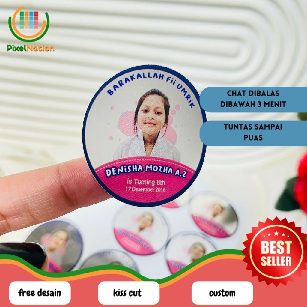 

PiNat Sticker Undangan Ulang Tahun Anak Label Stiker Happy Birthday Bahan Gold/Silver Anti Air