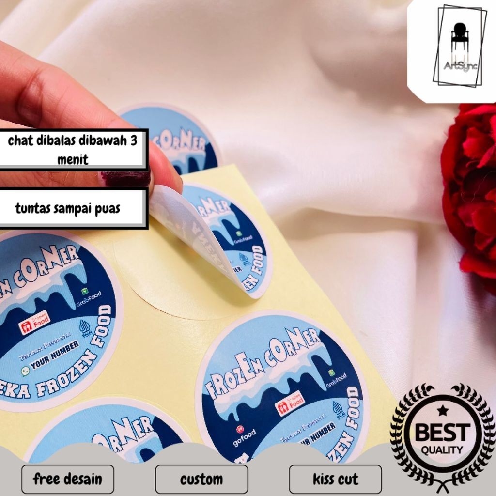 

Syncart 2-4 Cetak Stiker Chromo Makanan Beku Label Free Desain Frozen Food Bulat Murah Uk.Kecil